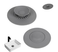 SIXHAOBU 2 Pièces Bouchon D'écoulement Universel, Bouchon Evier Cuisine,Filtre Intégré pour Restes de Nourriture et Cheveux, Bouchon Baignoire Silicone, Bouchon de Baignoire Anti Odeur