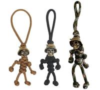SIXHAOBU 3 Pièces Pendentif Soldat Squelette, Porte Clé Moto Personnalisé, Porte Clef Squelette, Multicolore Tressée Porte Clé pour Sacs Motos Accessoires Clés