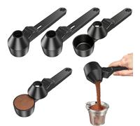SIXHAOBU 4 Pièces Cuillères à Café avec Entonnoir, Cuillère de Mesure de Café, Cuillères à Mesurer pour Café Moulu, Cuillère Doseuse Café à Long Manche pour Moulu, Poudre de Protéine et Thé