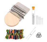 SIXHAOBU Kit d'outils de tissage de patchwork portable, Kit Mini Métier Tisser Repriser Outil Raccordement Portable pour Réparer Chaussettes Jeans Vêtements et Plus Encore (14 Crochets)