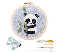 SIXHAOBU Kit Punch Needle Débutant, Punch Needle Kit Complet avec Ciseaux avec joli motif de feuille de panda et fil pour Broderie DIY Relaxante, Adulte