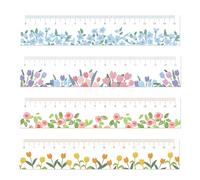 SIXHAOBU Lot de 4 Règles en Acrylique 15 cm Modèle Fleurs Règles Transparentes Petites précision flexibles école bureau maison outils de mesure