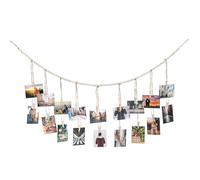 SIXHAOBU Photo à Suspendre,Présentoir Photo à Suspendre avec Pinces en Bois,Décoration Murale Bohème pour Permet de Suspendre des Cartes Postales,des Photos et des Souvenirs avec 18 Pinces