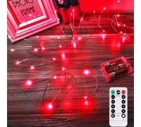 SIXIUDIA Guirlande lumineuse à piles, Guirlande Lumineuse avec Télécommande, 5M 50LED Guirlande Intérieur avec, 8 Modes Cuivre Fil Fairy Lights Pour Halloween, fête, Noël Decoration-Valentin (Rouge)