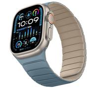Sixmoat Bracelet Réversible Double Face Compatible avec Apple Watch 49mm 46mm 45mm 44mm 42mm, Bracelet Magnétique en Silicone pour iWatch Ultra 3 2 1 SE série 11 10 9 8 7 6 5 4 3, Bleu ciel-Abricot