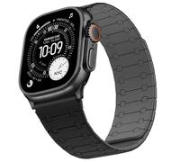 Sixmoat Compatible avec Bracelet Apple Watch 49mm 46mm 45mm 44mm 42mm | Double Face Réversible Magnétique Bracelet Silicone pour iWatch Ultra SE Série 12 11 10 9 8 7 6 5 4 3 2 1, Noir-Gri