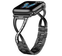 Sixmoat Métal Band Compatible avec Apple Watch Bracelet pour Femme 42mm 44mm 45mm 46mm 49mm, Pailleté Élégant en X Bracelet pour iWatch Ultra SE Série 10 9 8 7 6 5 4 3 (Noir)