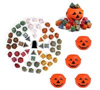 SIXPIONTS Lot de 56 dés polyédriques pour jeu de rôle avec 4 paniers en forme de citrouille d'Halloween, compatibles avec Donjons et Dragons, DND, RPG, MTG