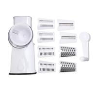 SIXRUN 5 en 1 Râpe à Fromage Rotative, Râpe Manuelle avec 5 Lames Remplaçables et Base à Ventouse Puissante, pour Fromage, Légumes et Noix