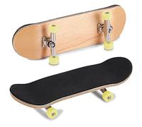 SIXRUN 5-Layer Maple Wood Finger Skateboard, Alloy Fingerboards Metal Fingerboards Pro pour Soulager Le Stress Jouet à Tripoter (Yellow)