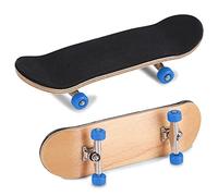 SIXRUN 5-Layer Maple Wood Finger Skateboard, Alloy Fingerboards Metal Fingerboards Pro pour Soulager Le Stress Jouet à Tripoter (Blue)