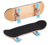 SIXRUN 5-Layer Maple Wood Finger Skateboard, Alloy Fingerboards Metal Fingerboards Pro pour Soulager Le Stress Jouet à Tripoter (Bleu Clair)