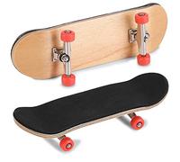 SIXRUN 5-Layer Maple Wood Finger Skateboard, Alloy Fingerboards Metal Fingerboards Pro pour Soulager Le Stress Jouet à Tripoter (Rouge)