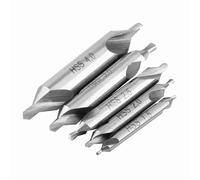 SIXRUN 5 Pièces Ensemble de Forets à Centrer en Acier Rapide, Angle de 60 Degrés 1,5 2 2,5 3 4mm pour Tours à Métaux
