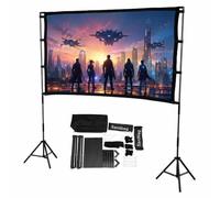 SIXRUN 84in Portable Projection Screen, Pliable Lavable | Rapport d\'aspect 16:9, tissu en soie de lait de polyester, support de trépied inclus, installation rapide, utilisation de