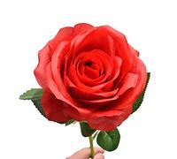 SIXRUN Artificial Silk Roses 9PCS Red Fake Flowers for Home Hotel (Rouge)