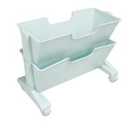 SIXRUN Bibliothèque de Bureau Mobile Double Couche, Petite Bibliothèque Roulante en PP PS avec 4 Roues Pivotantes, Rangement Ouvert incliné, 15,9 X 11,4 X 8,1 Pouces, pour Dortoir, Bureau, Salle de