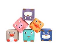 SIXRUN Blocs de Construction à Empiler Souples, Jolis Motifs d'animaux en Relief, Blocs Souples pour bébé, Jouets Sensoriels pour Tout-Petits (1021)