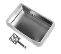 SIXRUN Boîte pour Chat en Acier Inoxydable avec Couvercle, Conception D'entrée Supérieure Anti-éclaboussures sur Les Côtés Hauts pour Les Grands Animaux de Compagnie, Espace de Vie sans Odeur (Gris