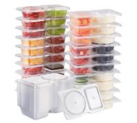 SIXRUN Boîtes Réutilisables pour Collations, Contenants à Condiments à 2 Compartiments avec Couvercles pour Contrôle des Portions, Stockage Alimentaire (20PCS Récipient de trempage à 2 compartiments)