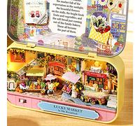 SIXRUN Box Theater Boîte de Maison de Poupée en Bois à Monter Soi-même avec Lumières Chaudes, Facile à Assembler, Modèle de Mini Boîte de Théâtre, Cadeau Décoratif Léger pour Les Amateurs