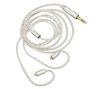 SIXRUN Câble de Remplacement pour écouteurs, Cuivre plaqué argenté 4 | Fil de mise à niveau du son HiFi, anti-enchevêtrement tressé de 3,9 pieds, crochet d\'oreille préformé, pour la série SE215