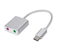 SIXRUN Carte Son Externe Stéréo, Adaptateur 3,5 Mm en Alliage D'aluminium | Type-C vers prise jack 3,5 mm, Plug-and-Play, réduction du bruit, entrée micro et sortie casque, téléphone portable,