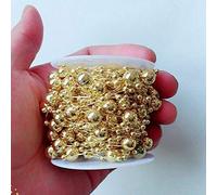 SIXRUN Chaîne de Perles en Forme D'étoile, Décoration Lumineuse de Fête de Mariage et de Noël, Perle Argentée de 3 + 8mm, 10m pour Abat-jour (Perles boule dorées 3+8mm)