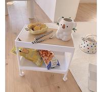 SIXRUN Chariot Utilitaire Roulant écologique Durable pour Dortoir de Salon de beauté, Chariot de Salle de Bain de Construction Robuste avec Un Savoir-Faire raffiné (2 Niveaux, avec Couvercle et Roue)