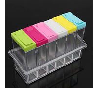 SIXRUN Coffret D'assaisonnement Pots en Plastique Transparent 6 Boîtes pour L'organisation et le Stockage de la Cuisine, Accessoires de Pots à épices écologiques pour la Cuisine à Domicile, Matériau