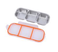 SIXRUN Conteneurs à Collations étanches en Acier Inoxydable, Idéaux pour le Travail Scolaire pour Adultes et Enfants, 3 Pièces, Boîte à Déjeuner en Acier Inoxydable 304 (3 compartiments 600 ml)