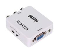 SIXRUN Convertisseur AV vers VGA, Adaptateur Vidéo Composite Mini 480P pour | Matériau ABS, Prêt à L'emploi, Taux de Rafraîchissement 60/75 Hz, Résolution Auto de 640x480 à