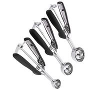 SIXRUN Cuillère à Glace en Acier Inoxydable 304 avec Tête de Cuillère Arrondie, Ensemble de Cuillères à Biscuits de 3 Tailles Différentes pour Creuser Rapidement des Boules, Glace pour Creuser des