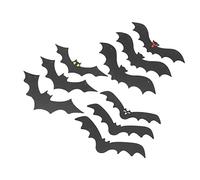 SIXRUN Décoration de Chauves-Souris Suspendues Noires, 9 Pièces, Accessoires Effrayants et Réalistes pour Fête d'halloween, Festival, Taille 15 Pouces