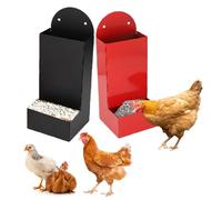 SIXRUN Distributeur Automatique de Nourriture pour Poules, 2 Pièces Mangeoire en Fer pour Volaille avec capacité de 2,6L pour 6 Poules, Installation Suspendue ou Fixe, Accessoires pour