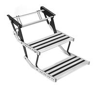 SIXRUN Double Marchepied pour Camping-car, Marche Manuelle en Alliage d'aluminium, Marche d'entrée Robuste et Pliable pour Camping-cars et, Supporte 330 Lb