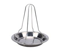 SIXRUN Edelstahl Hähnchenbratrost, Gril Vertical Pliable avec Bac à égouttage, Support de Grillade Portable pour Poulet Canard Dinde Camping Cuisson en Plein Air (Grande Grille de Poulet rôti)