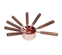 SIXRUN Ensemble de Cuillères à Mesurer en Acier Inoxydable or Rose avec Poignées en Bois pour la Cuisson en Cuisine, Kit de 8 Cuillères pour Chef à Domicile, Acier Inoxydable 430, or Rose, 8,6 X 3,2