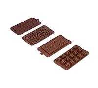 SIXRUN Ensemble de Moules à Chocolat en Silicone pour la Cuisson de Moules à Motifs Innovants 4 Pièces Outils Durables Antiadhésifs pour la Cuisson à la Maison 10,7x22 Cm Marron