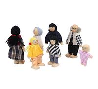 SIXRUN Ensemble de Poupées Familiales, Wood Family Dollhouse People Playset - Grand-père, Grand-mère, Maman, Papa, Sœur, Frère, Baby Wood Dollhouse avec Membres Flexibles pour Inspirer (Nouvelle