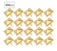 SIXRUN Ensemble de Rivets à Pointes Carrées, 400 Pièces, Accessoires de Maroquinerie en Laiton pour Chaussures, Sacs à Vêtements, Couleur Pistolet or Argent 4-7MM (GOLD #11)