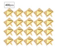 SIXRUN Ensemble de Rivets à Pointes Carrées, 400 Pièces, Accessoires de Maroquinerie en Laiton pour Chaussures, Sacs à Vêtements, Couleur Pistolet or Argent 4-7MM (GOLD #14)
