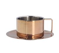 SIXRUN Ensemble de Tasses à café en Acier Inoxydable, Beau Design, Ensemble de Tasses à café en Acier Inoxydable avec Assiette pour Cadeau, Verres de 200ml pour le thé (Or Rose)