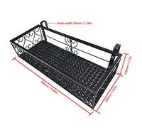 SIXRUN Étagère de Garde-Corps de Fleurs en Fer Noir, Support de Pots de Jardinière à 1 Niveau avec Crochets, Support de Plantes Suspendu pour Décoration de Jardin de Balcon