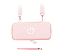 SIXRUN Étui pour à Motif de Patte de Chat, Coque Rigide en PU (Belle Rose) | Ajustement du moule 1:1, bandoulière et corde à main incluses, doublure antichoc, poche en élastique, rangement de voyage