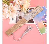 SIXRUN Éventail à Main Pliant en Bambou, Détails de Pompon Exquis pour Spectacle de Magie, Utilisation Quotidienne pour Salon et Bureau, Portable (2)