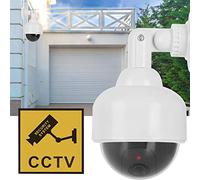 SIXRUN Fausse Caméra Factice, Imitation Réaliste, Caméra Dôme de sécurité CCTV avec Lumière LED Rouge Clignotante pour la Maison ou l'entreprise, Installation Facile, étanche, Intérieur et Extérieur