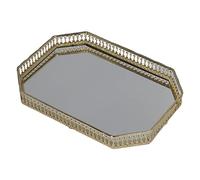 SIXRUN Grand Plateau Miroir en Fer de Style Américain, Plateau de Parfum doré de Style Rétro pour la Maison, de Maquillage en Verre Métallique adapté au Bar, 1 Pièce