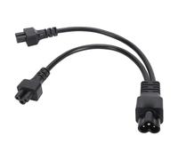 SIXRUN IEC320 C6 Plug to Dual Socket Y-Splitter Power Cable 30cm 2.5A 250V with Reinforced Design for Laptop Adapter