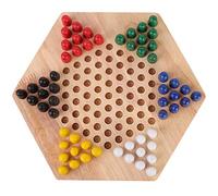 SIXRUN Jeu de Dames Chinois, Jeu Halma en Bois de 60 Pièces avec Billes Colorées, Planche en Bois d'hévéa pour Enfants pour Améliorer Les Capacités de Concentration et d'observation